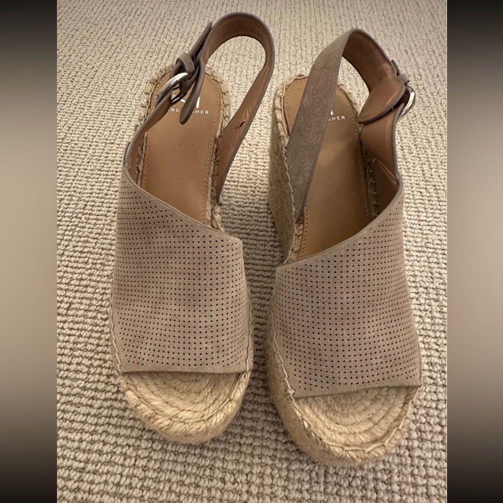 Marc Fisher Perforated Tan Wedges